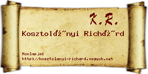 Kosztolányi Richárd névjegykártya